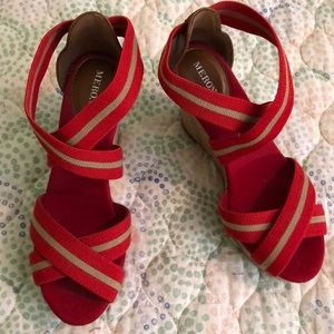 Red stretch clothes heels